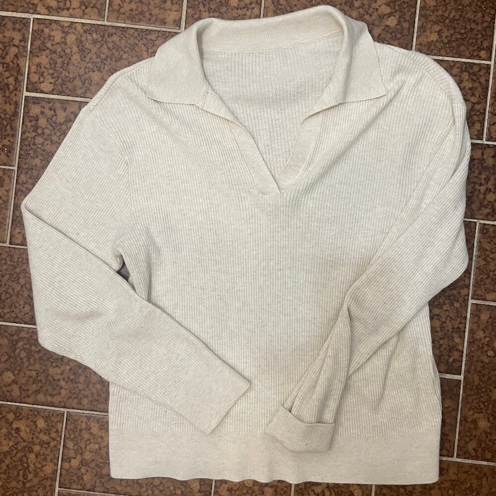 Uniqlo Knit Ribbed Polo Sweater
